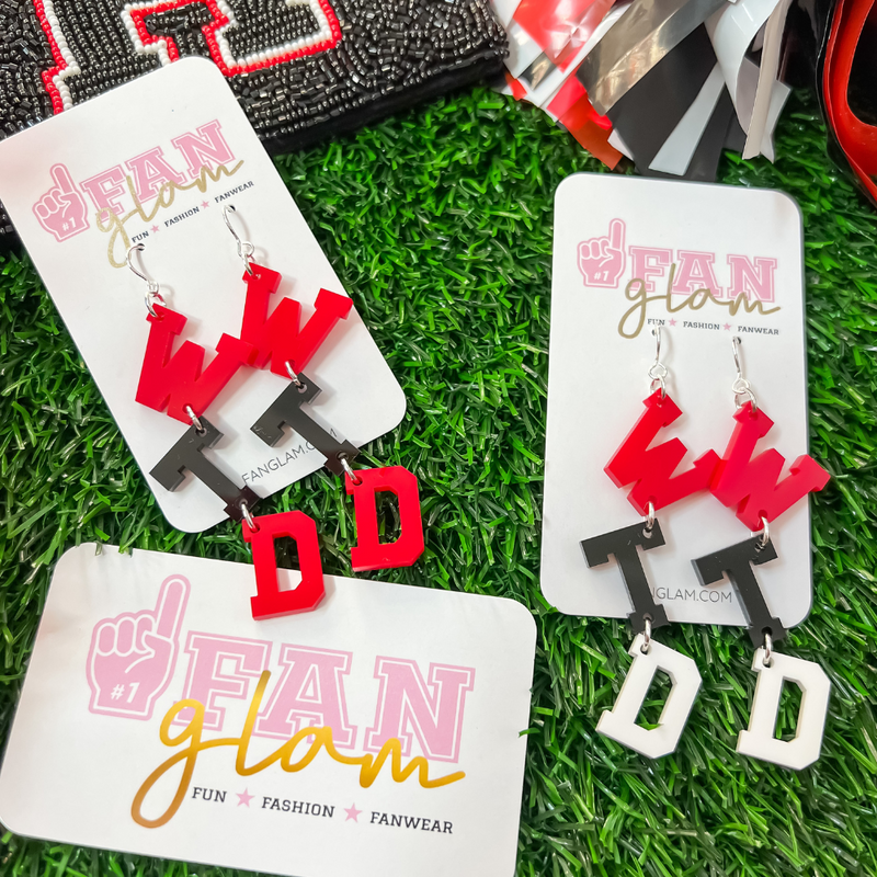 #WTD It’s not just a rallying cry, it’s a way of life!    Be the talk of the stands when you arrive wearing your Rockwall-Heath WTD Letter Dangle earrings.  Designed with Heath Hawks colors, they are the perfect ear candy to wear to the game this week.