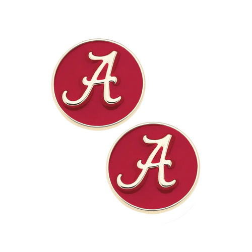 Show your Crimson Tide spirit with a playful pop of style! These Alabama Logo Circle Stud Earrings feature the iconic crimson emblem nestled in gleaming gold circles. Perfect for game days, tailgates, or just flaunting your team pride while running errands. These cute studs add just the right amount of Roll Tide flair to any outfit!