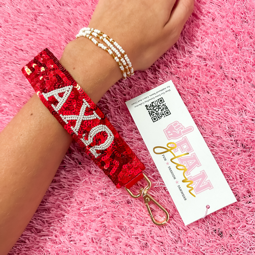 Greek Glam just dropped! This wristlet is serving sparkle, shine, and serious sorority energy — fully sequined and reppin’ your letters loud and proud.&nbsp;Whether you’re heading to chapter, running to class, or getting gift-ready for Bid Day or Big/Little, this piece brings the perfect pop of sorority style. Clip it on, show it off, and let your Greek girl era shine&nbsp;