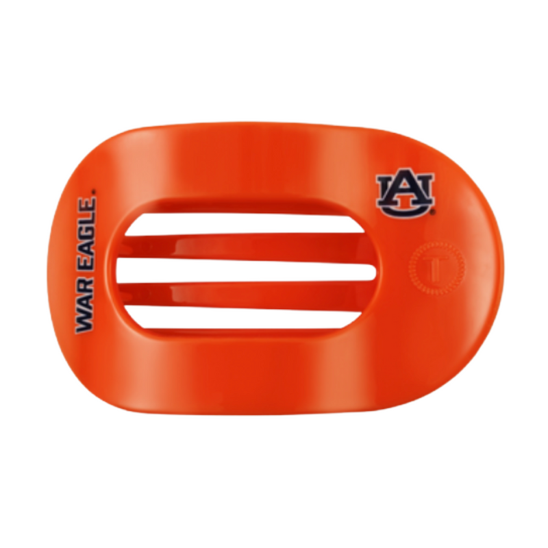 Unwind and relax with the newest TELETIES Flat Round Hair Clip! Designed with the same innovative material that is nearly unbreakable, this clip is perfect for lying down, doing yoga or simply laying back without discomfort. Hold your hair and enhance your style with the new Auburn University TELETIES Clip! War Eagle!&nbsp;&nbsp;