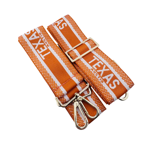 Add a splash of school spirit to your crossbody with the Canvas Bag Strap-Austin! This strap dazzles in vibrant orange and crisp white with a chic, subtle pattern. It’s the perfect playful upgrade for your bag, making every day feel like game day!