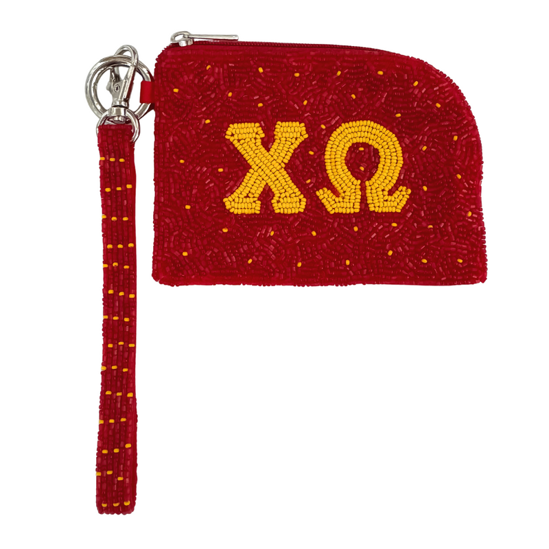 Show your sisterhood spirit in style with our exclusive Chi Omega Beaded Bracelet Bag! Designed to be worn on your wrist or clipped to your favorite bag, this lightweight and eye-catching accessory is perfect for any greek event! From Bid Day to Big/Little reveal, it's the perfect way to show off your letters with pride!