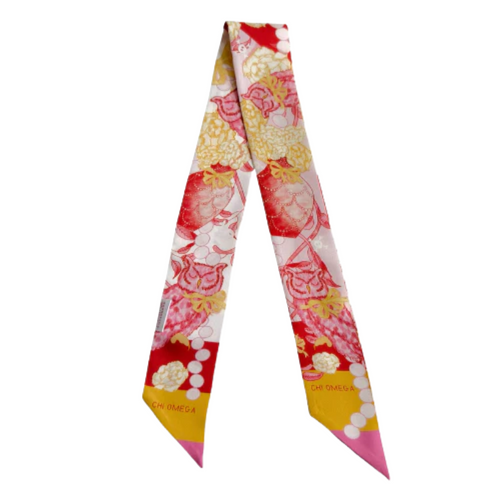 Calling all Chi O cuties! This silky scarflette is your new fashion BFF, ready to add some sorority sparkle to even your most boring Monday outfits! Wrap it, twist it, or tie it – this playful piece screams "Yes, I crushed it in Chi Omega!" Perfect for gifting to your favorite sister-friend who needs a daily dose of Chi O magic or treating yourself because, hello, you deserve it! Who knew sisterhood could be this stylish? It's not just an accessory – it's your ticket to the Chi Omega cool club, wherever lif