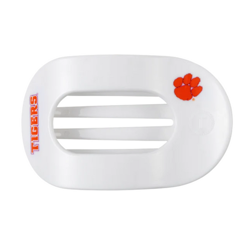 Unwind and relax with the newest TELETIES Flat Round Hair Clip! Designed with the same innovative material that is nearly unbreakable, this clip is perfect for lying down, doing yoga or simply laying back without discomfort. Hold your hair and enhance your style with the new Clemson University TELETIES Clip! Go Tigers!&nbsp; &nbsp;