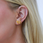 Dawg Mom Gold Stud Earrings/Gold Bulldog Earrings Combo