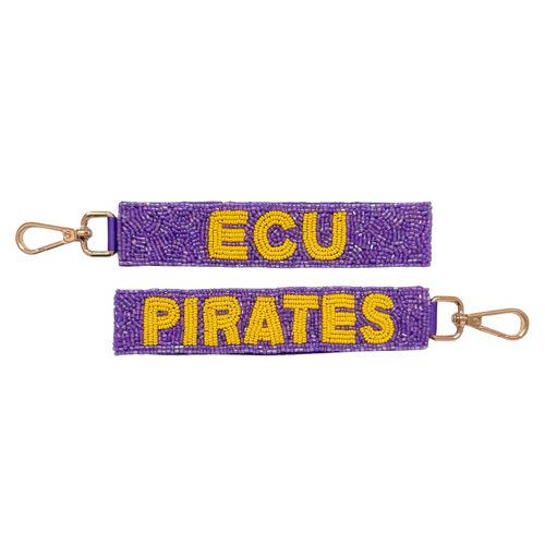 Show off your East Carolina Pirates pride with this fun, beaded wristlet key chain. Easy to wear on your wrist or clip to your keys, it keeps your essentials close while adding a pop of school spirit to any outfit. Perfect for game days or everyday adventures!