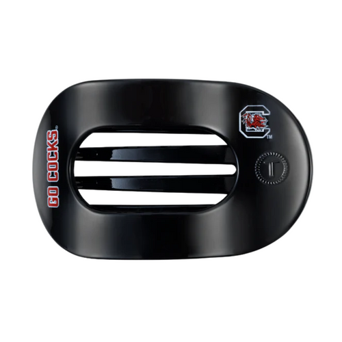 Unwind and relax with the newest TELETIES Flat Round Hair Clip! Designed with the same innovative material that is nearly unbreakable, this clip is perfect for lying down, doing yoga or simply laying back without discomfort. Hold your hair and enhance your style with the new University of South Carolina TELETIES Clip! Go Gamecocks!&nbsp; &nbsp;