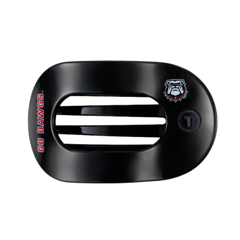 Unwind and relax with the newest TELETIES Flat Round Hair Clip! Designed with the same innovative material that is nearly unbreakable, this clip is perfect for lying down, doing yoga or simply laying back without discomfort. Hold your hair and enhance your style with the new University of Georgia TELETIES Clip! Go Dawgs!&nbsp;