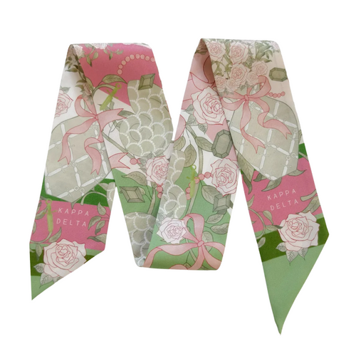 Strut your KD spirit with this fabulous green and white silk scarflette that screams "sorority queen"! This fun little fashion must-have jazzes up everything from jeans to dresses faster than you can say "AOT"! Whether you're flaunting it at chapter events or just adding some Kappa Delta flair to your everyday look, this playful accessory lets everyone know your sisterhood rocks. Wear it, share it, love it!
