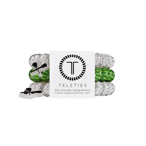 On Gameday, hold your hair and enhance your style with TELETIES. The strong grip, no rip hair tie that doubles as a bracelet. Strong, pretty and stylish, TELETIES are designed to withstand everyday demands while taking your Gameday look to the next level.