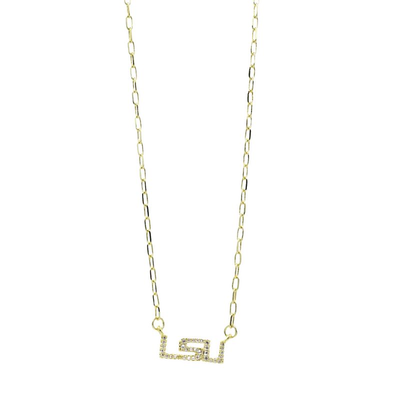 Roar with Tiger pride in our LSU Rhinestone Necklace! This eye-catching piece sparkles with purple and gold brilliance, featuring a dazzling rhinestone pendant that shows off your LSU spirit. Perfect for game days in Death Valley, tailgates, or any time you want to let your Tiger pride shine! Geaux Tigers in style with this playful, spirited accessory!