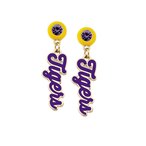 Show off your LSU Tigers spirit with these playful Autograph Enamel Earrings. Lightweight and stylish, they bring a polished touch to your game day look or everyday outfit. Perfect for fans who want to celebrate their team in a fun and classic way.