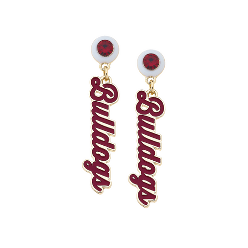Show your team spirit with the Mississippi State Bulldogs Autograph Enamel Earrings. Lightweight and stylish, these earrings add a polished touch to any outfit, making them perfect for game day or just everyday fun. Cheer on your Bulldogs with classic flair and playful charm whenever you wear them!