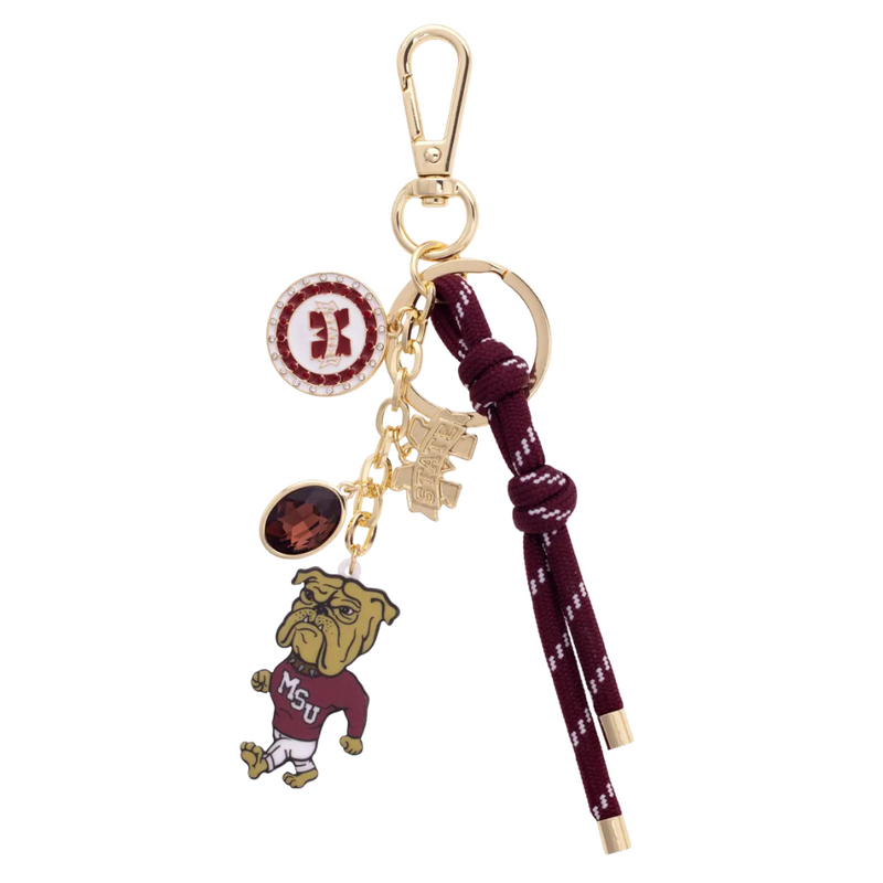 Show off your Bulldog pride with this playful Mississippi State Bulldogs Cluster Bag Charm. Perfect for adding a fun, spirited touch to your backpack, purse, or keys, it’s a great way to keep your team close wherever you go. Durable and eye-catching, this charm makes game day excitement part of your everyday style.