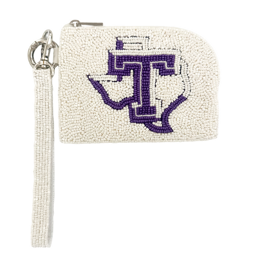 Elevate your clear bag status and show off your TEXAN spirit in style! Our unique Tarleton State Beaded Bag Bracelet is the ultimate Game Day accessory.

Designed as our most versatile coin bag, it can be worn on your wrist as a statement piece or used to organize your essentials inside your favorite clear bag. Lightweight, eye-catching, and full of team pride, this is the perfect grab-and-go piece for every game day event!