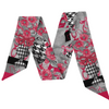 Sweet style from T-Town. This Tuscaloosa-inspired scarflette is all charm, all Crimson, and all about that Bama pride! With soft floral details in crimson and blush plus adorable elephant silhouettes tucked into the print, it’s a playful nod to the traditions and spirit of the Capstone. Whether you're heading to Bryant-Denny, strolling the Strip, or yelling Roll Tide! with your crew, this silky little accessory brings the perfect pop of T-Town flair.