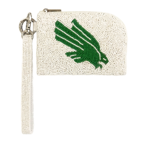 Elevate your clear bag status and show off your MEAN GREEN spirit in style! Our unique UNT Beaded Bag Bracelet is the ultimate Game Day accessory.

Designed as our most versatile coin bag, it can be worn on your wrist as a statement piece or used to organize your essentials inside your favorite clear bag. Lightweight, eye-catching, and full of team pride, this is the perfect grab-and-go piece for every game day event!