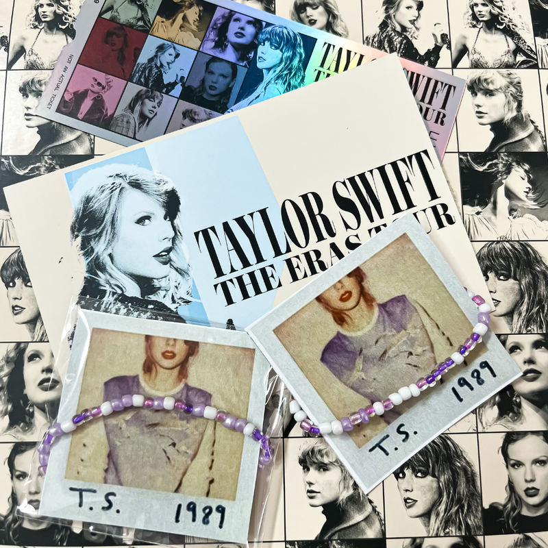 As Taylor said "So make the friendship bracelets", we listened and can't wait to help fans reminiscence over her last decade.  Our eras tour memorabilia stack includes themed album colored glass beads, inspired by her last 10 albums + a customized concert date bracelet that commemorates your beloved concert show date(s). Collect all 11 OR swap with your besties!
