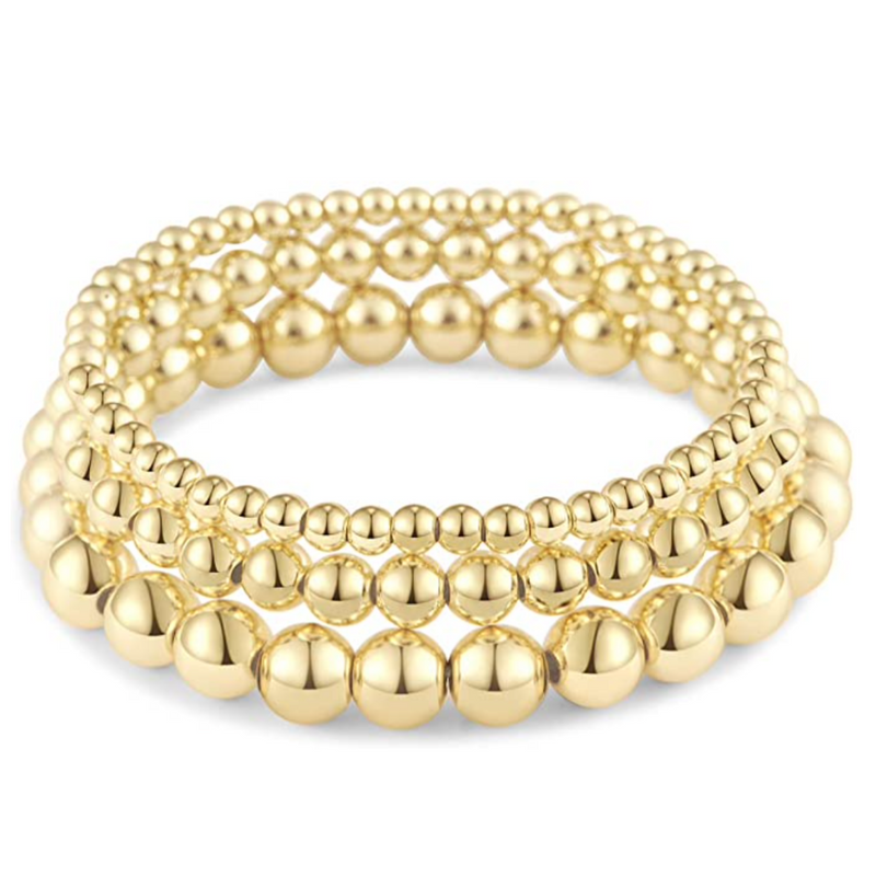 CZ Initial Gold Beaded Stretch Bracelet – Anello Jewelry