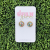 Everything is better with a little Funfetti!!   Add a little sparkle and rainbow delight to your jewelry box with our super sweet multi colored circle stud earrings.  