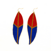 GAMEDAY HAND-PAINTED LEATHER EARRINGS RED/BLUE
