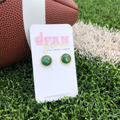 Add a little sparkle to your everyday with Fan Glam's Sweet + Chic gold flecked circle studs!