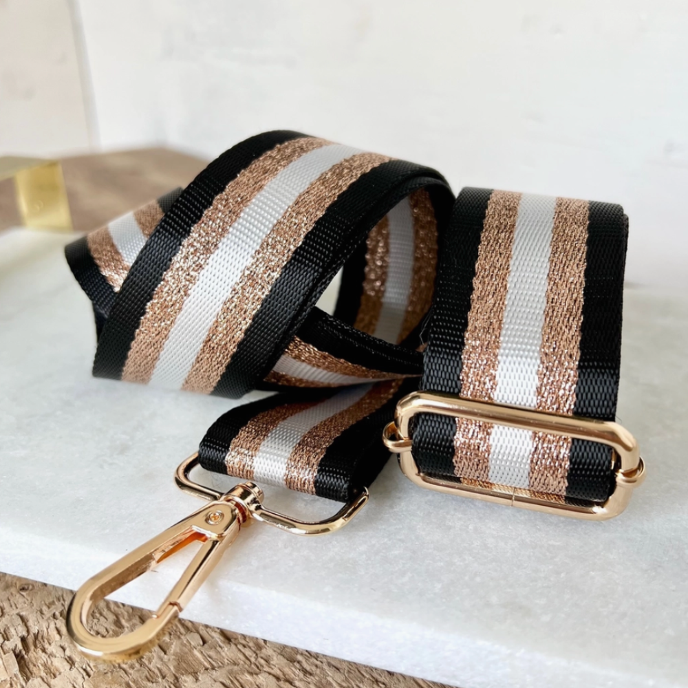 STRIPED GLITTER CANVAS ADJUSTABLE BAG STRAPS