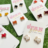 STATE OF TEXAS DRUSY COLORED STUD EARRINGS