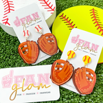 Hey Batter Batter... Show your love for the game when accessorizing your Game Day look with our one-of-a-kind Ball Park Ball + Glove Glitter Glam Dangles.  The perfect accessory to coordinate with your ball park ensemble.  