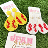 Hey Batter Batter... Show your love for the game when accessorizing your Game Day look with these uniquely beaded tear drop SoftBall and Baseball stud dangle earrings!   The perfect accessory to coordinate with your ball park ensemble.  