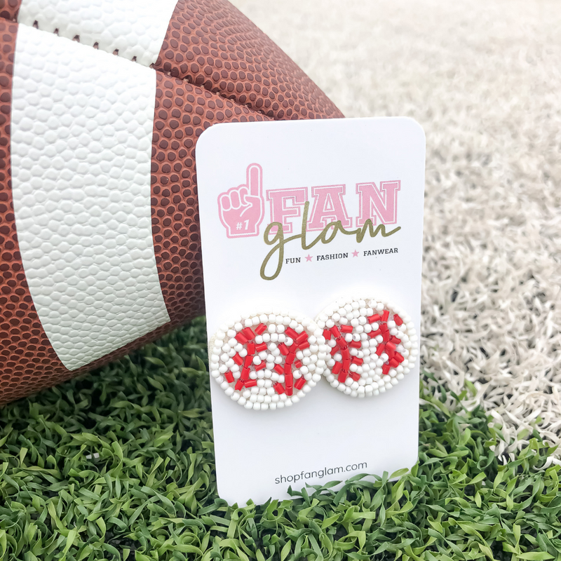 Show your love for the game when accessorizing your Game Day look with these uniquely beaded Baseball stud earrings!   The perfect accessory to coordinate with your ball park ensemble.  