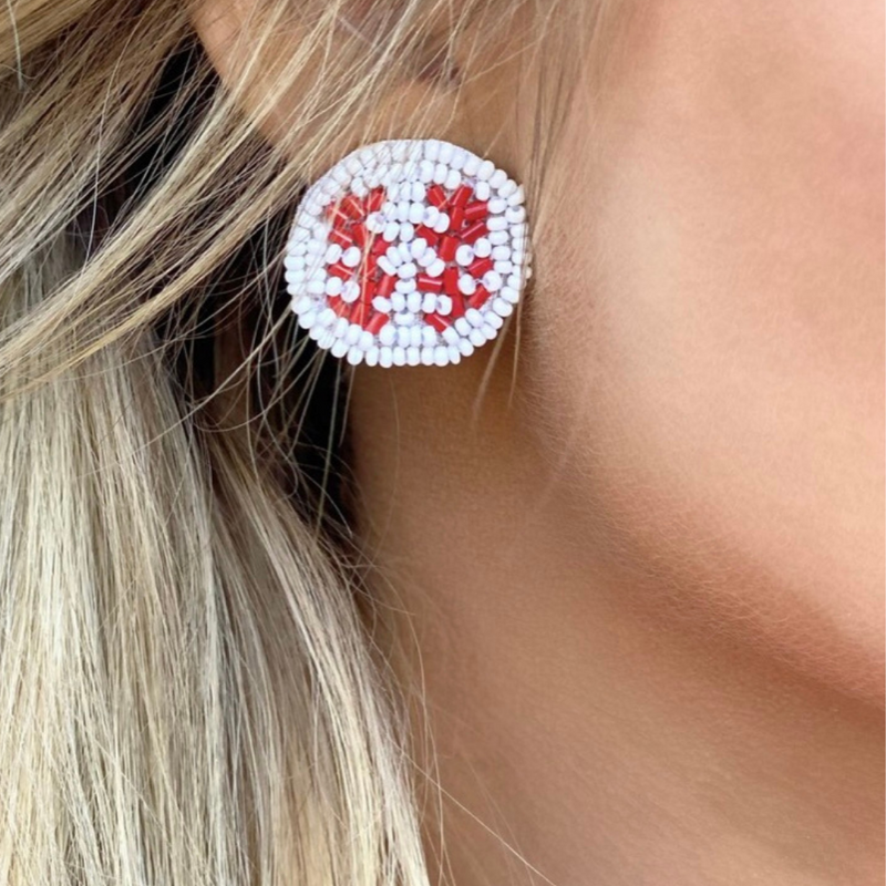 Show your love for the game when accessorizing your Game Day look with these uniquely beaded SoftBall stud earrings!   The perfect accessory to coordinate with your ball park ensemble.  