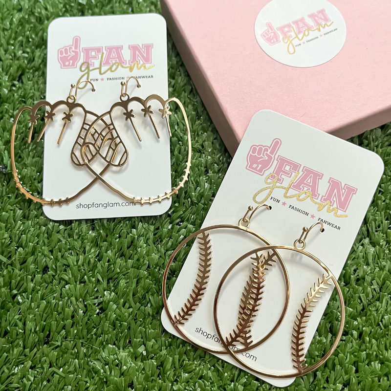 BASEBALL METAL DANGLE EARRINGS