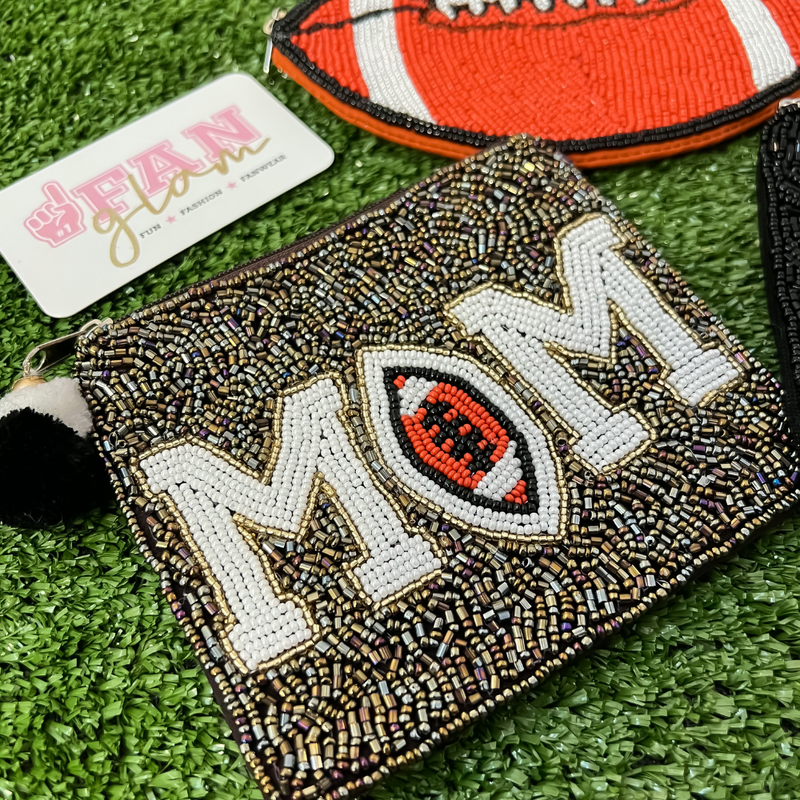 SOCCER MOM BEADED ZIP COIN POUCH