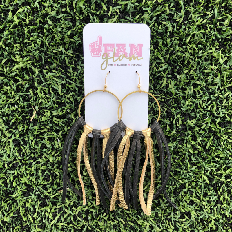 Make a bold statement in these boho fringe hoop beauties!  Design your favorite team combination by choosing one, two or three colors!