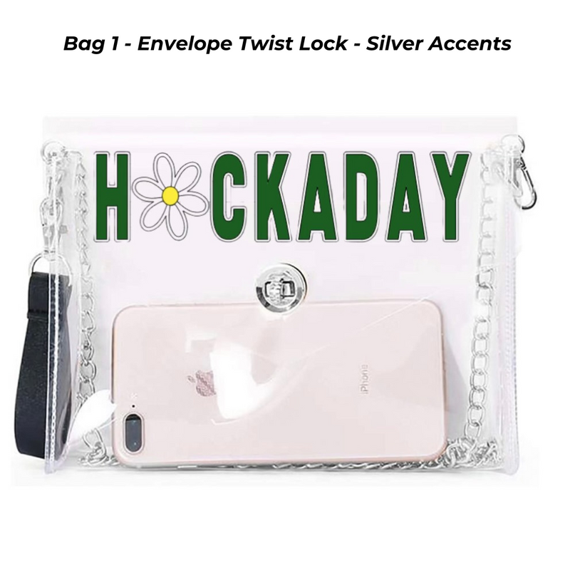Just In!!  Our new Game Day stadium compliant crossbody bags, feature a clear PVC body with your choice of team colored rhinestoned bling For ANY TEAM + ANY SPORT!