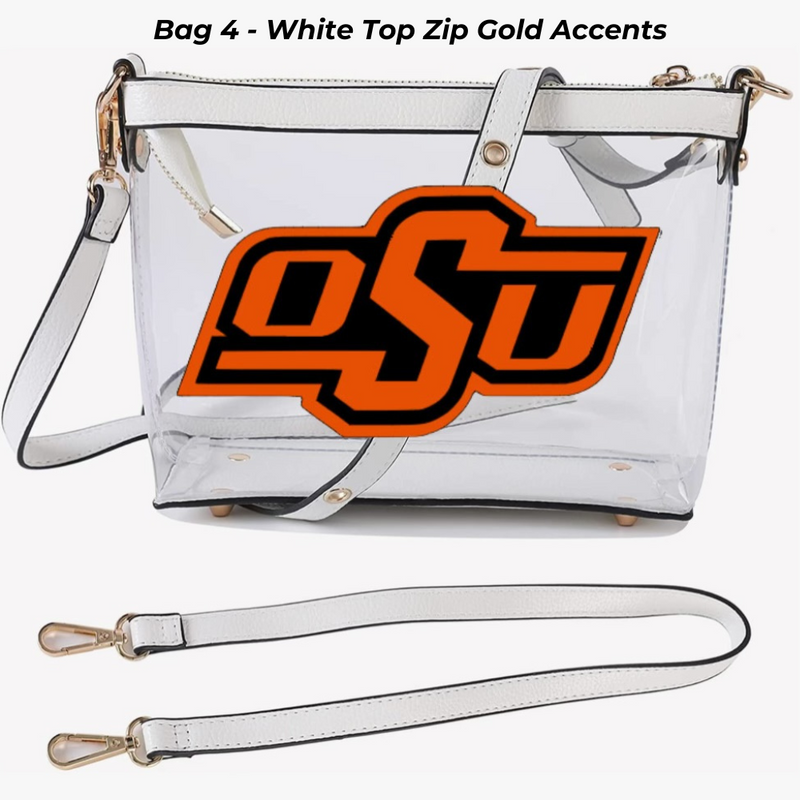 CK'S CUSTOMS - OKLAHOMA STATE RHINESTONE CLEAR STADIUM APPROVED BAGS 
