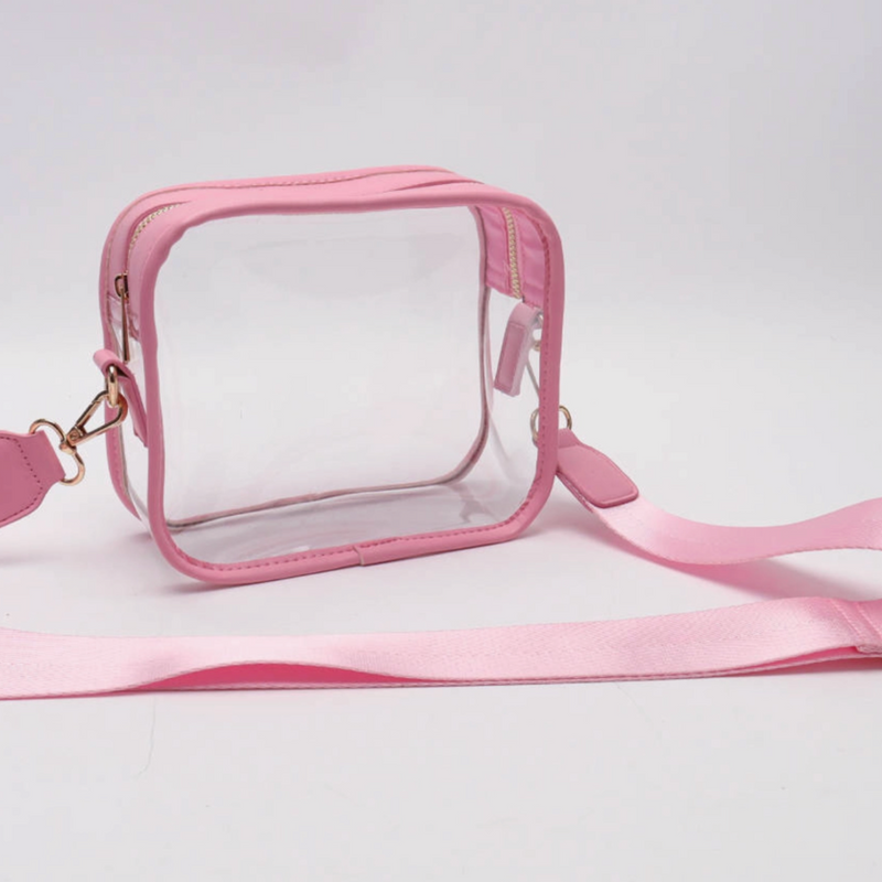 Clear Game Day Colored Zip Top Crossbody Pink Bag