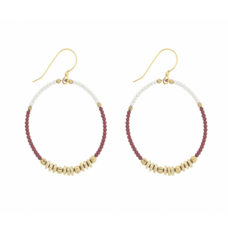Colorblocked Brass Hoop Dangle Earrings - 4 Colors