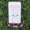 The Erika hoop earrings are a fun fan favorite.  Colorful yet playful, you will make a bold statement wearing these featherweight hoops when cheering in the stands.