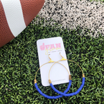 Named after our Fun, Fashion, Fanwear owner... The Erika hoop earrings are a fan favorite.  Colorful yet playful, you will make a bold statement with these featherweight hoops when cheering in the stands.