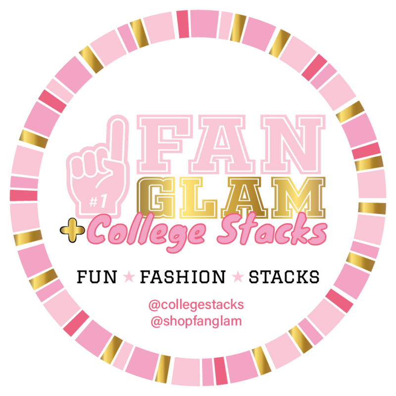 Fan Glam x College Stacks has teamed up to take your college spirit to the next level. Our Game day chic enamel tile design makes it the perfect accessory to embrace your collegiate experience and GLAM it up in the stands with the best college jewelry around! 