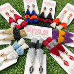 Show your love for the game when accessorizing your Game Day look with our new dual colored football tassel earrings!   The perfect accessory to coordinate with your Friday Night Lights ensemble or Saturday tailgate style.