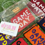 Show your love for GAMEDAY, when you elevate your clear bag status and showcase this adorable beaded GAME DAY coin purse featuring seven iconic team colors!  A perfect sized team colored pouch to fit your cash, credit card lipstick and keys!