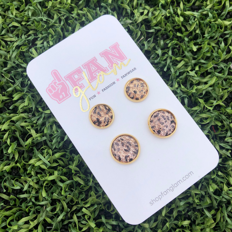 Our GameDay Circle Stud Leopard Earrings are the perfect pop of color for game time and a fun substitute for your everyday earrings!