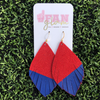 Stand out in the stands when wearing your favorite teams colors!  Our leather hand-painted duo colored earrings are the perfect accessory to coordinate your GameDay ensemble.  
