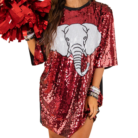 GAMEDAY SEQUIN #87 JERSEY DRESS/TUNIC/TOP