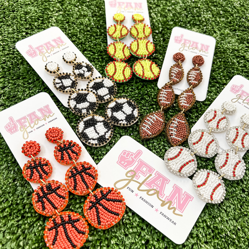 2023 Flame Football Wooden Ball Sports Earrings for Women Funny