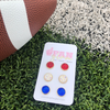 Our GameDay Circle Stud Earrings are the perfect pop of color for game time and a fun substitute for your everyday earrings!  Our curated trio collection in patriotic colors, Shimmery Red, White and Classic Blue are great staples for your Game Day ensemble and all your festive holiday celebrations.   Each color is sold separately for $16 or buy as a trio and get Buy 2 Get One Free!