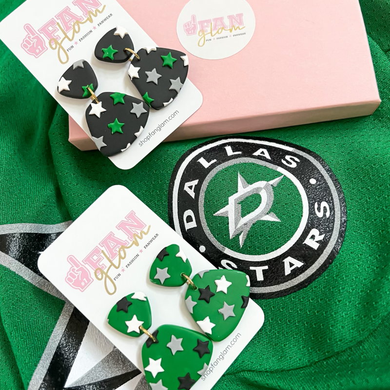 Let's GO STARS!!!!  Our GameDay Tam Clay Co Green Starz Collection is the perfect way to add some Victory Green and a fun pop of print to your gameday attire.